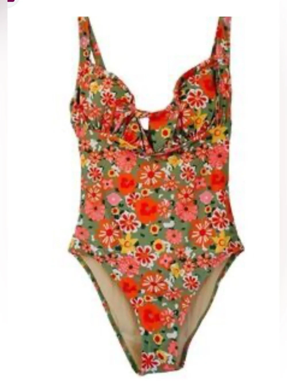 NWT-Medium Berlook neutral floral
 front tie adjustable straps
Ruched padded - Picture 6 of 9